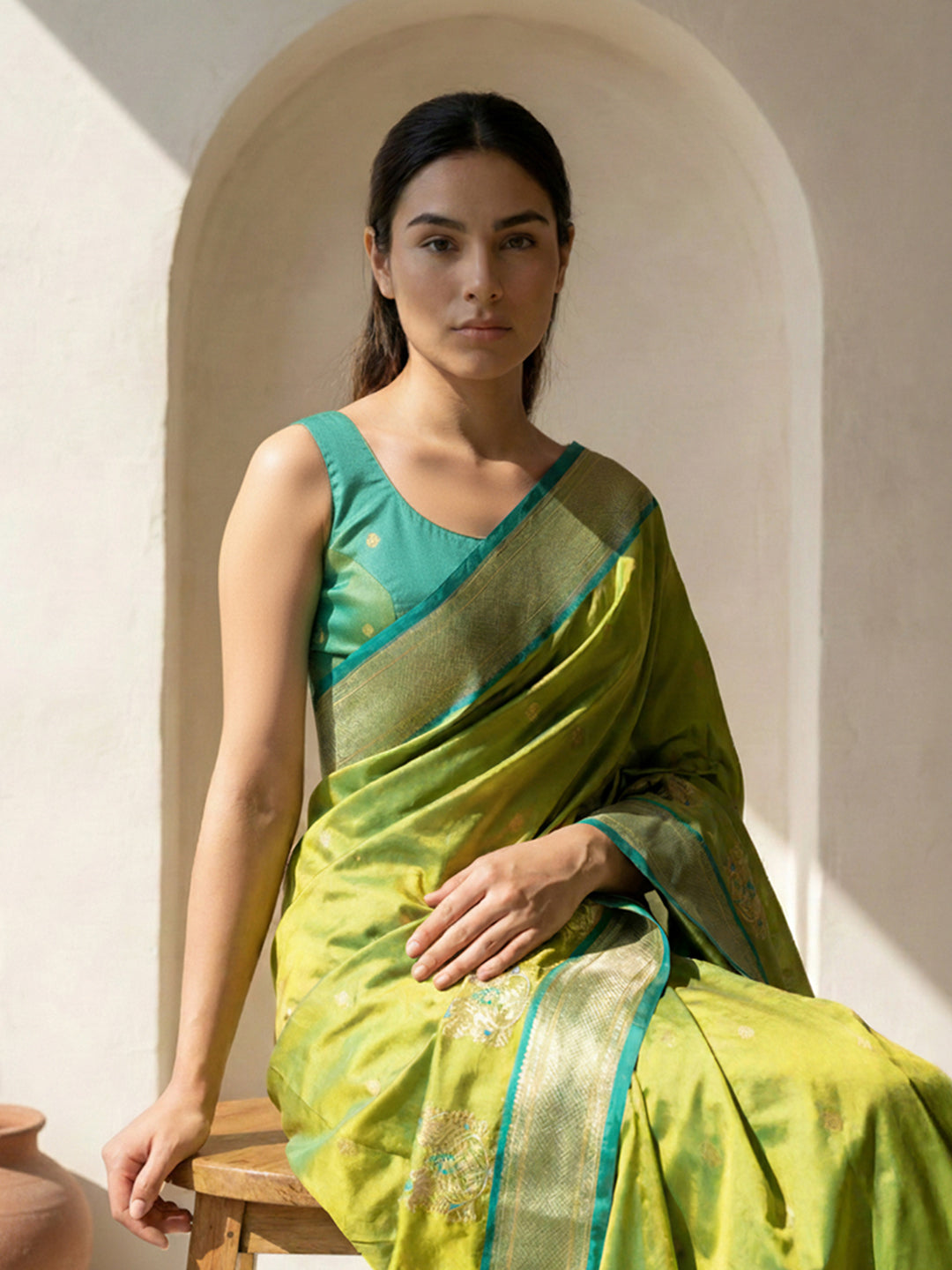 Mehendi Green Soft Traditional Paithani Silk Zari Woven Peacock Pattern Saree