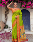 Mehendi Green Premium Traditional Maharani Paithani Silk Saree