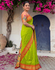 Mehendi Green Premium Traditional Maharani Paithani Silk Saree