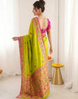 Mehendi Green Premium Soft Bamboo Tissue Paithani Silk Saree