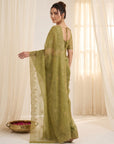 Mehendi Green Organza Silk Saree with Sequins Embroidery Work Saree