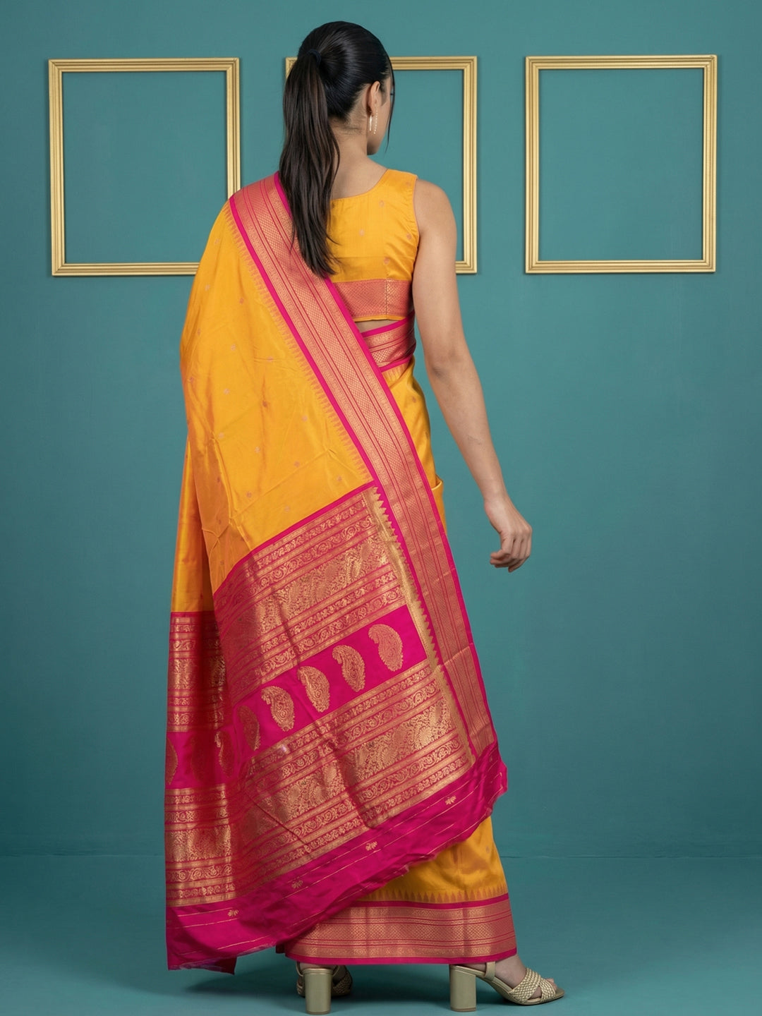 Orange Premium Soft Gadwal Silk Zari Woven Saree