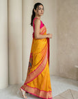 Orange Soft Paithani Silk Zari Woven Saree with Peacock Pallu