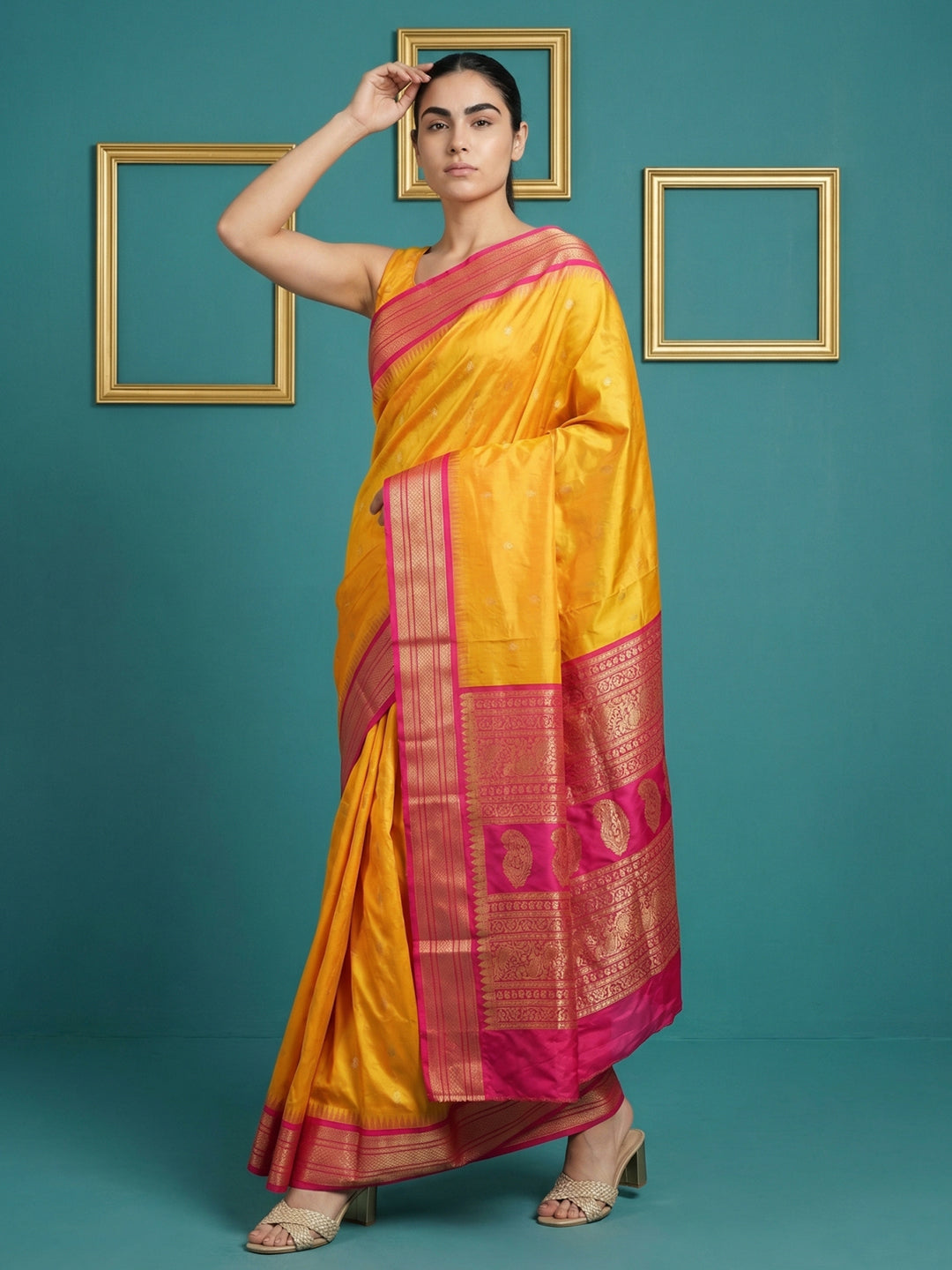 Orange Premium Soft Gadwal Silk Zari Woven Saree