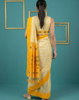 Cream & Orange Handloom Traditional Yeola Paithani Silk Saree