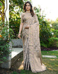 Grey Organza Silk with Bandhani Weaves Saree