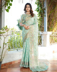 Sky Blue Organza Silk with Bandhani Weaves Saree