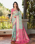 Sky Blue Organza Silk with Contrast Patola Pattern Saree