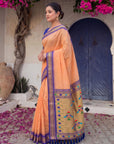Peach Premium Traditional Maharani Paithani Silk Saree