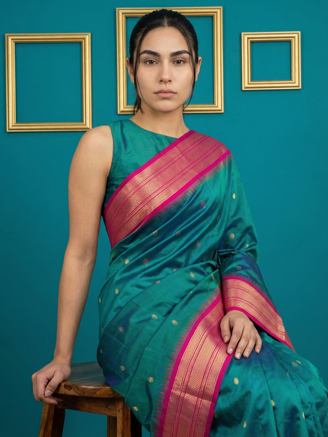 Peacock Blue Premium Soft Gadwal Silk Zari Woven Saree