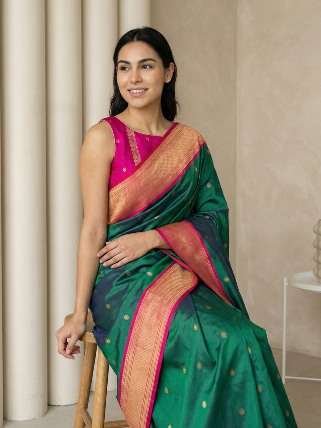 Peacock Blue Soft Paithani Silk Zari Woven Saree with Peacock Pallu