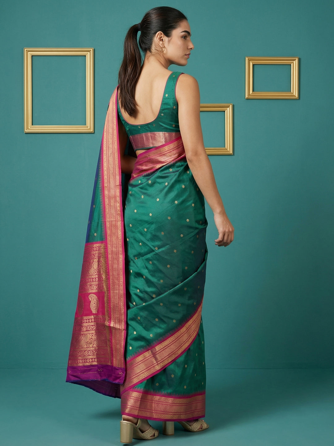Peacock Blue Premium Soft Gadwal Silk Zari Woven Saree