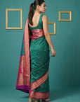 Peacock Blue Premium Soft Gadwal Silk Zari Woven Saree