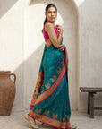 Peacock Blue Soft Traditional Paithani Silk Zari Woven Peacock Pattern Saree
