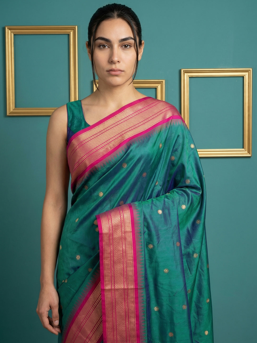 Peacock Blue Premium Soft Gadwal Silk Zari Woven Saree