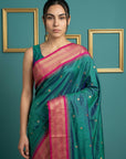 Peacock Blue Premium Soft Gadwal Silk Zari Woven Saree