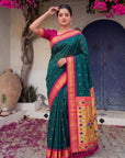 Peacock Blue Premium Traditional Maharani Paithani Silk Saree