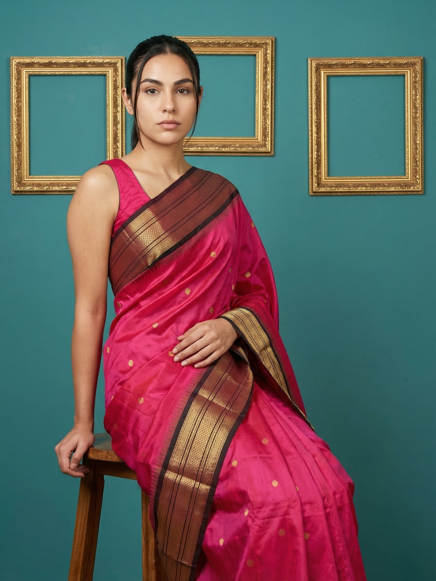 Pink Premium Soft Gadwal Silk Zari Woven Saree