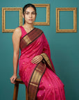 Pink Premium Soft Gadwal Silk Zari Woven Saree