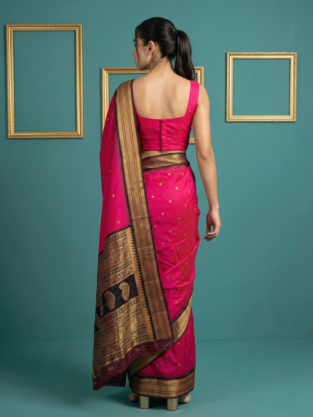 Pink Premium Soft Gadwal Silk Zari Woven Saree