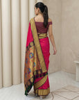 Pink Soft Paithani Silk Zari Woven Saree with Peacock Pallu
