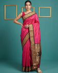 Pink Premium Soft Gadwal Silk Zari Woven Saree