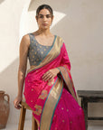 Pink Soft Traditional Paithani Silk Zari Woven Peacock Pattern Saree