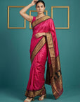 Pink Premium Soft Gadwal Silk Zari Woven Saree