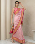 Baby Pink Soft Paithani Silk Zari Woven Saree with Peacock Pallu