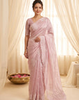 Pink Soft Raspberry Crush Silk Saree with Chikankari Work