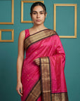 Pink Premium Soft Gadwal Silk Zari Woven Saree