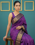 Purple Premium Soft Gadwal Silk Zari Woven Saree