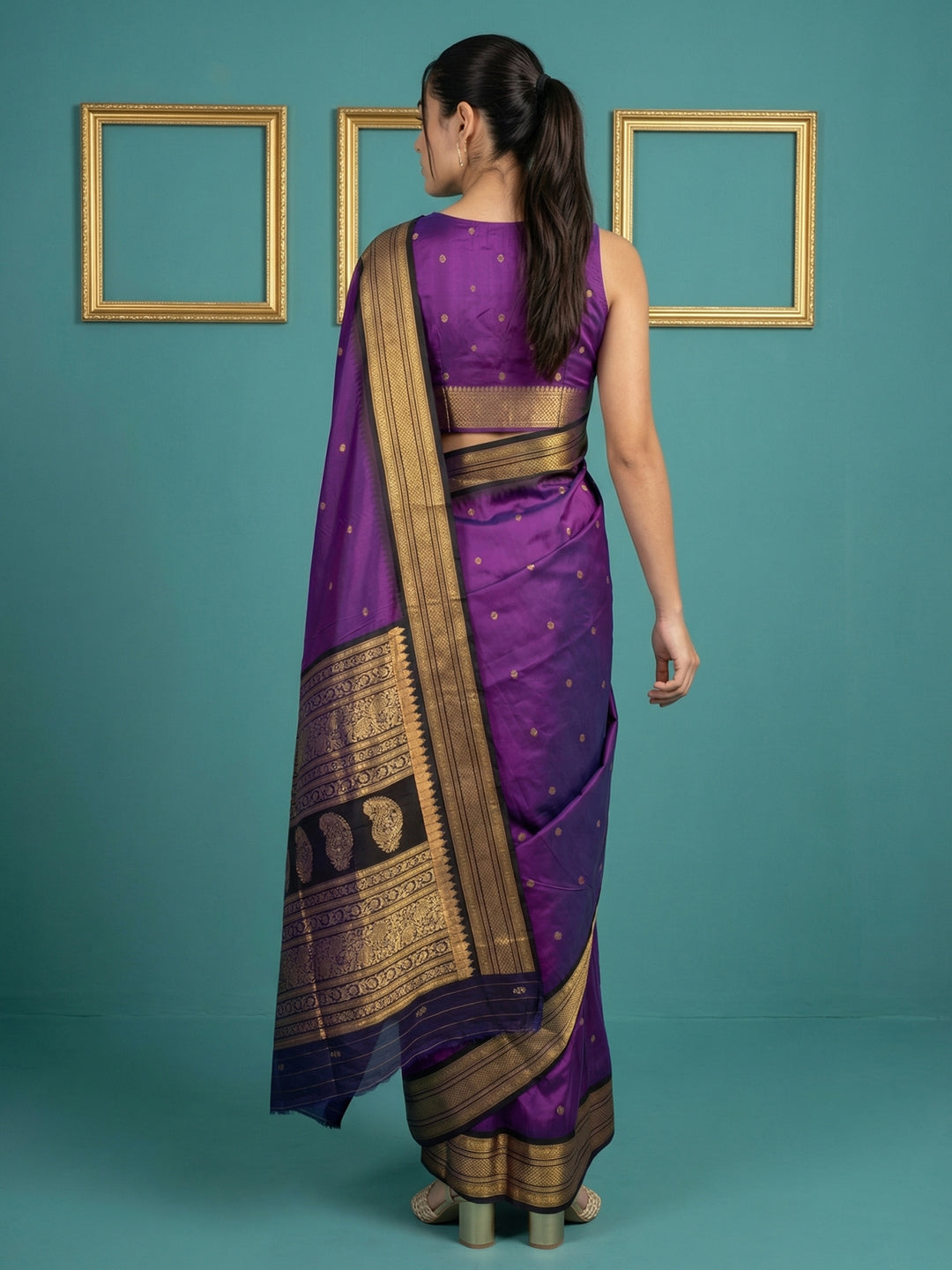 Purple Premium Soft Gadwal Silk Zari Woven Saree