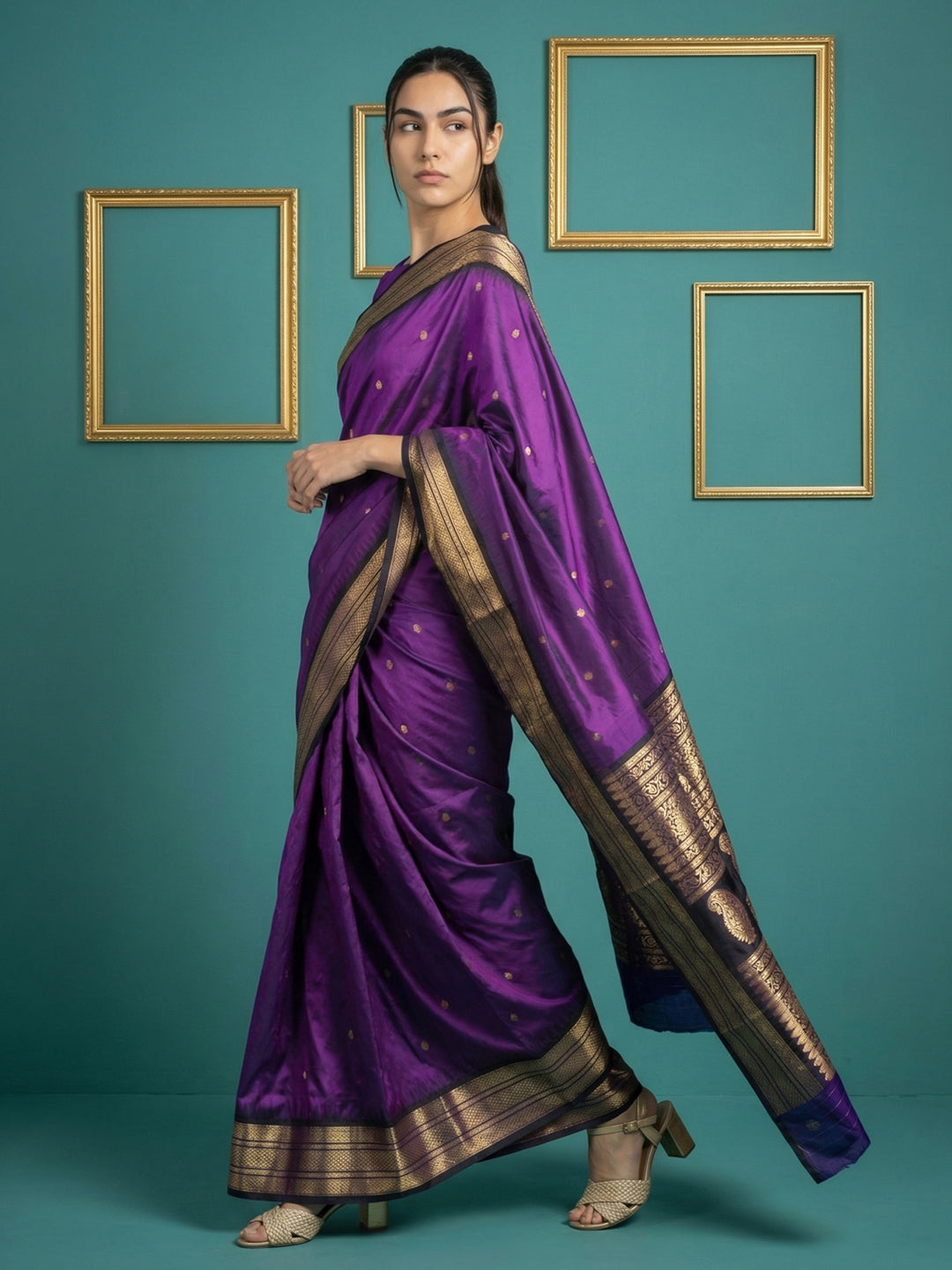 Purple Premium Soft Gadwal Silk Zari Woven Saree