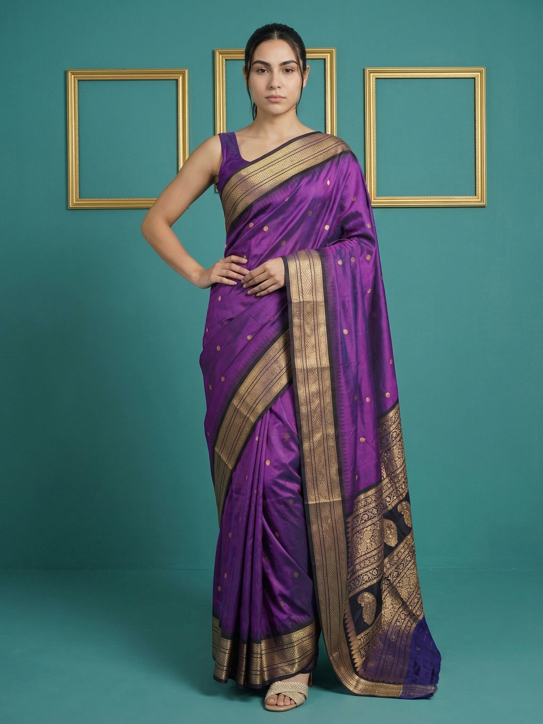 Purple Premium Soft Gadwal Silk Zari Woven Saree