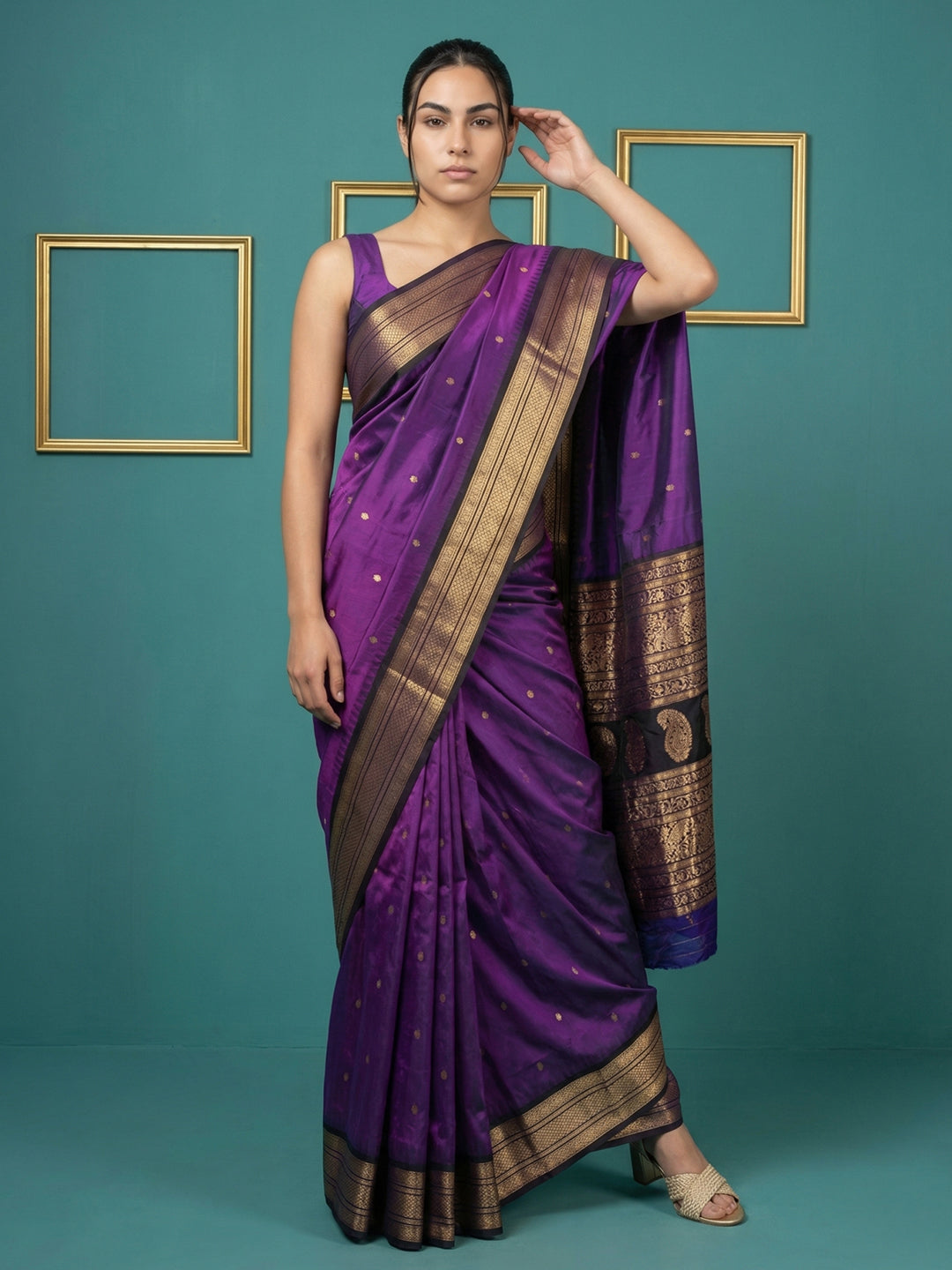 Purple Premium Soft Gadwal Silk Zari Woven Saree