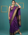 Purple Premium Soft Gadwal Silk Zari Woven Saree