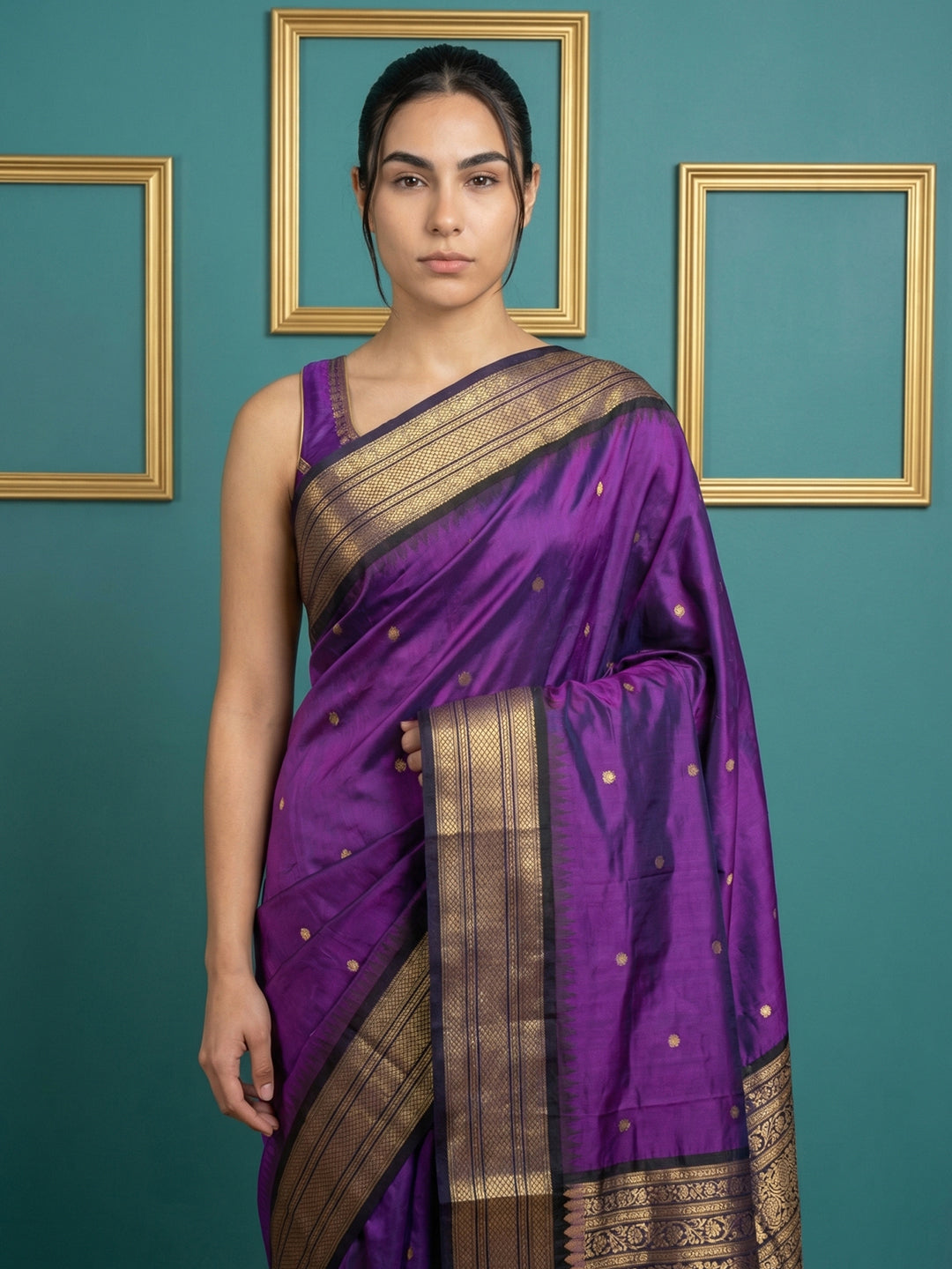 Purple Premium Soft Gadwal Silk Zari Woven Saree