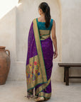 Purple Soft Traditional Paithani Silk Zari Woven Peacock Pattern Saree