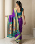 Purple Soft Paithani Silk Zari Woven Saree with Peacock Pallu