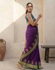 Purple Soft Traditional Paithani Silk Zari Woven Peacock Pattern Saree