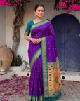 Purple Premium Traditional Maharani Paithani Silk Saree