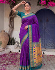 Purple Premium Traditional Maharani Paithani Silk Saree