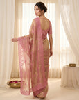 Pink Organza Silk Saree with Sequins Embroidery Work Saree