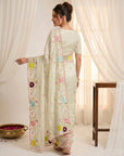Pista Green Premium Tissue Silk Saree with Multi Threadwork