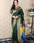 Bottle Green Premium Silk with Zari Work & Rangoli Pallu