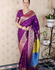 Purple Premium Silk with Zari Work & Rangoli Pallu