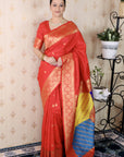 Red Premium Silk with Zari Work & Rangoli Pallu