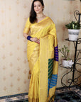 Light Yellow Premium Silk with Zari Work & Rangoli Pallu