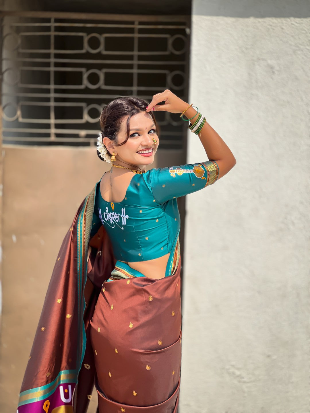 Coffee Vitthal Rukmini Contrast Paithani Silk Zari Woven Saree